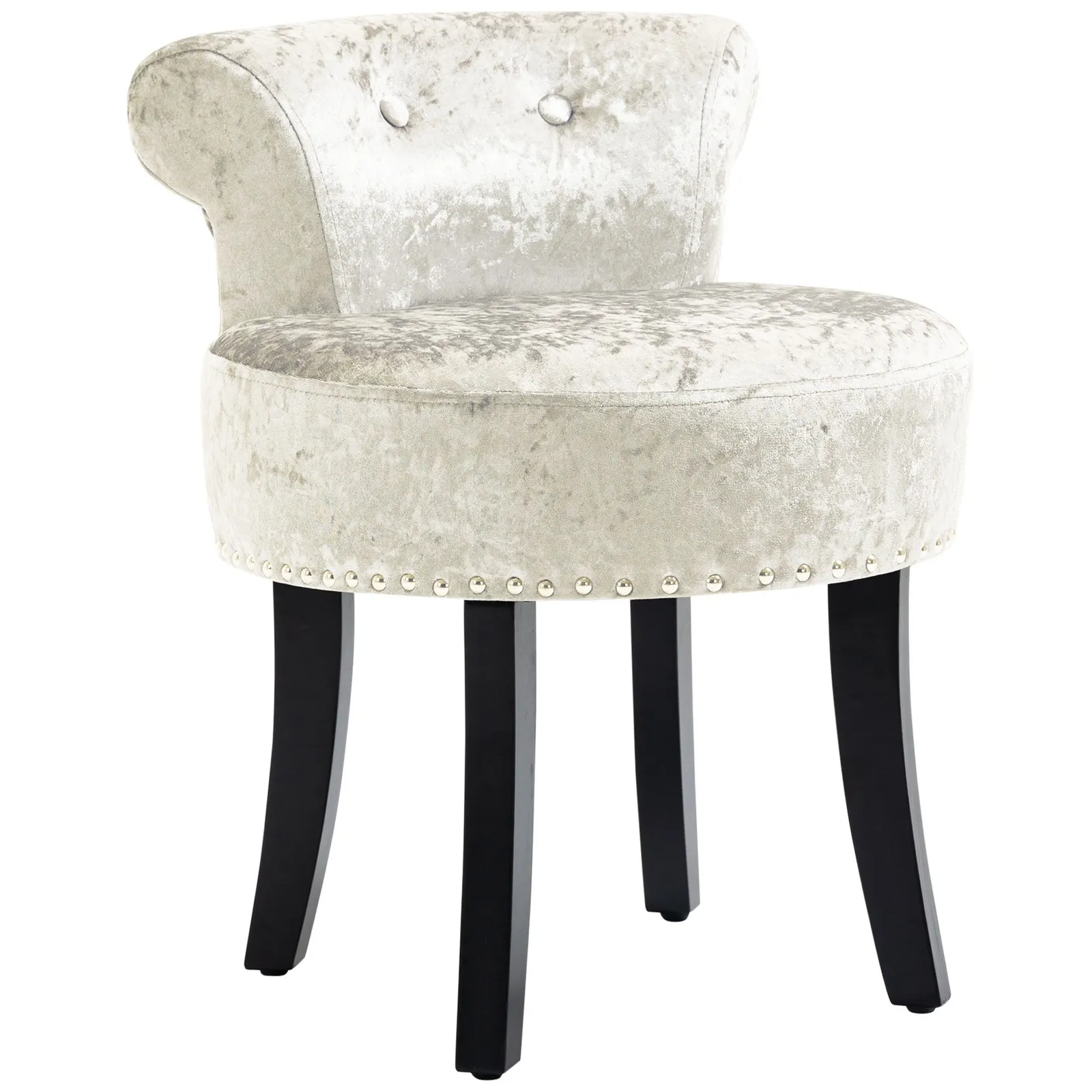 HOMCOM Dressing Table Stool Vanity Seat w/ Rubber Wood Legs Bedroom - Beige 2