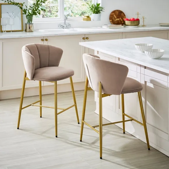Kiley Bar Stool with Gold Legs, Velvet 2