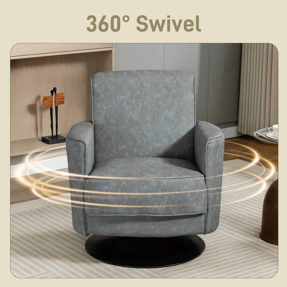 HOMCOM Upholstered PU Leather Armchair for Living Room, Grey 4
