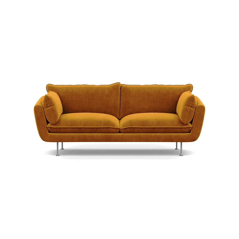Heal's Allora 3 Seater Sofa Smart Luxe Velvet Cognac Stainless Steel Feet 1