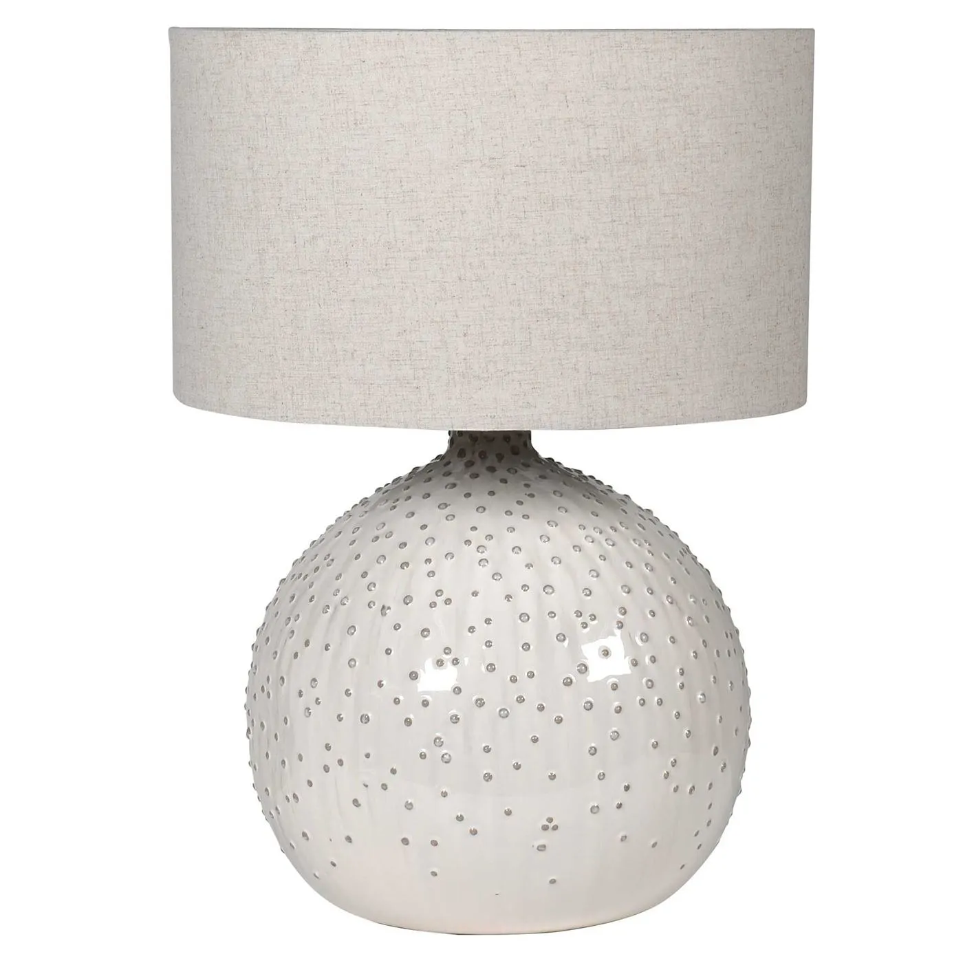 Glazed Ceramic Dotted Table Lamp, Cream