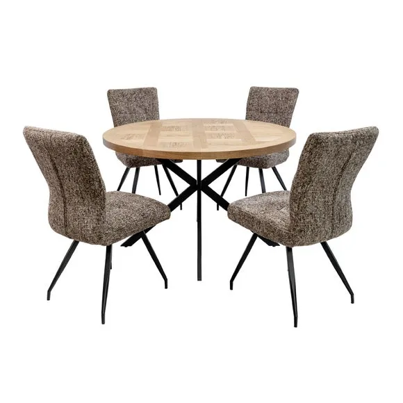 Carson Round 4 Seater Dining Table, Brown 4
