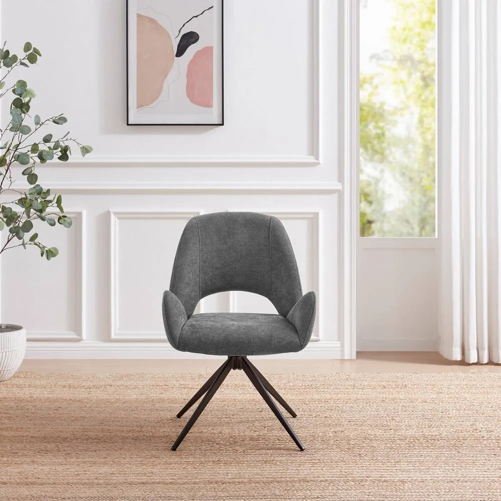 FurnitureboxUK 2x Layla Grey Fabric Swivel Dining Chairs 5