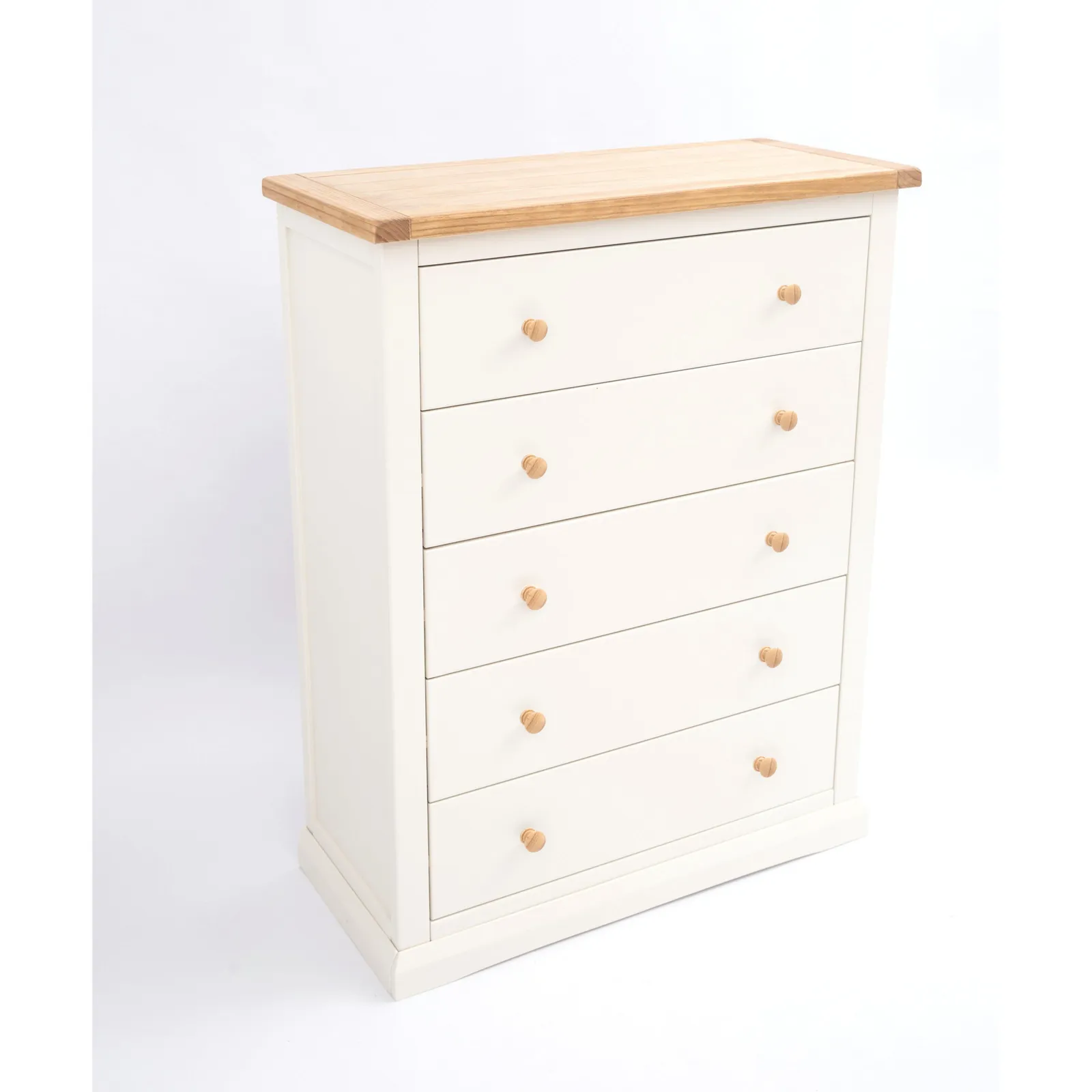Cabinet Bits Castelli 5 Drawer Chest of Drawers Wood Knob in Off-White 3