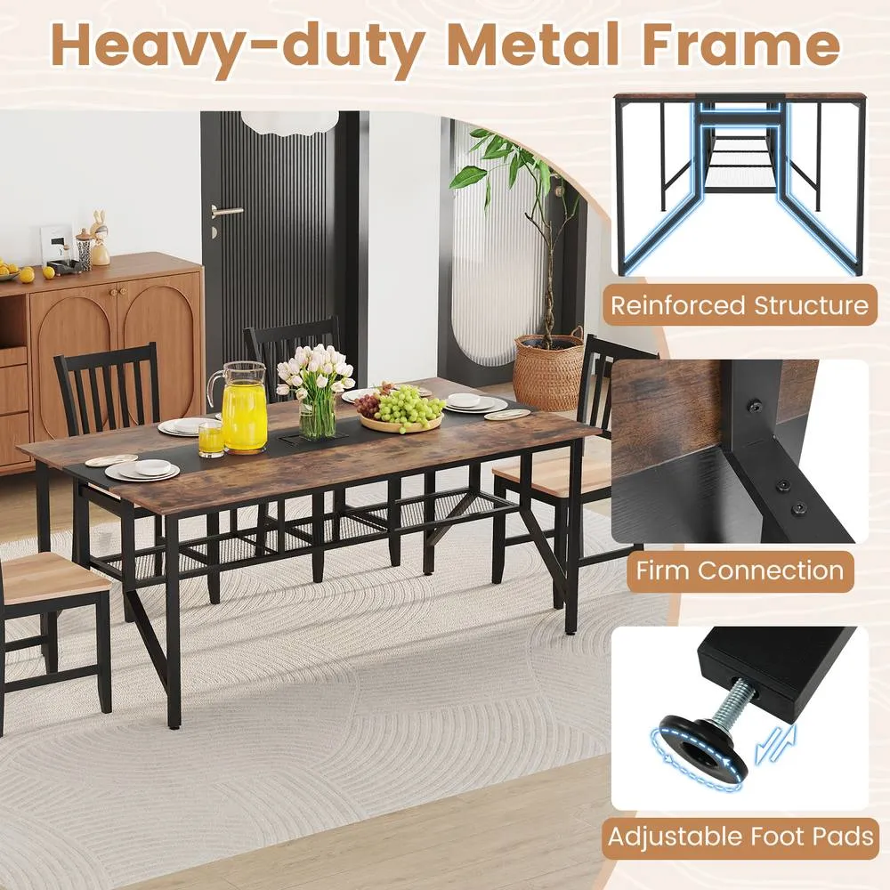 Costway 180 CM Wooden Conference Table Industrial Meeting Table for 6-8 People in Black 5