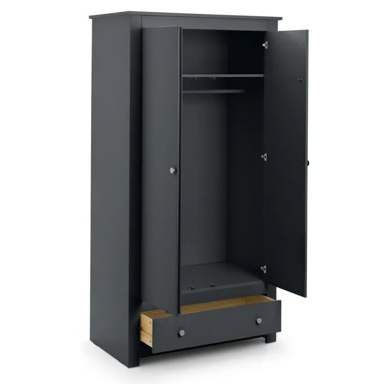 Radley - 2 Door Combination Wardrobe - Grey - Wooden - Happy Beds 1