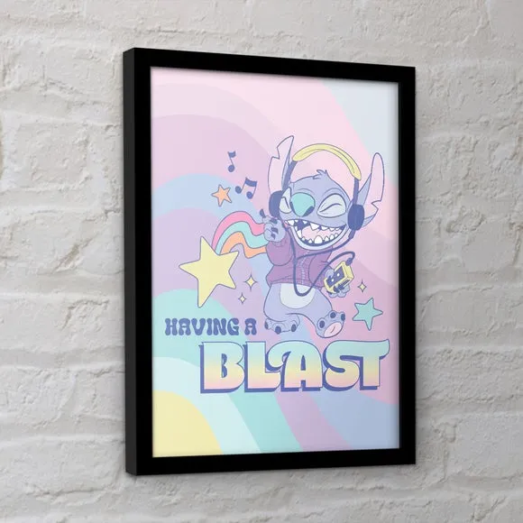 Stitch Having A Blast Framed Print