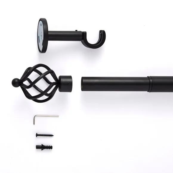 Caged Ball Extendable Metal Eyelet Curtain Pole 2