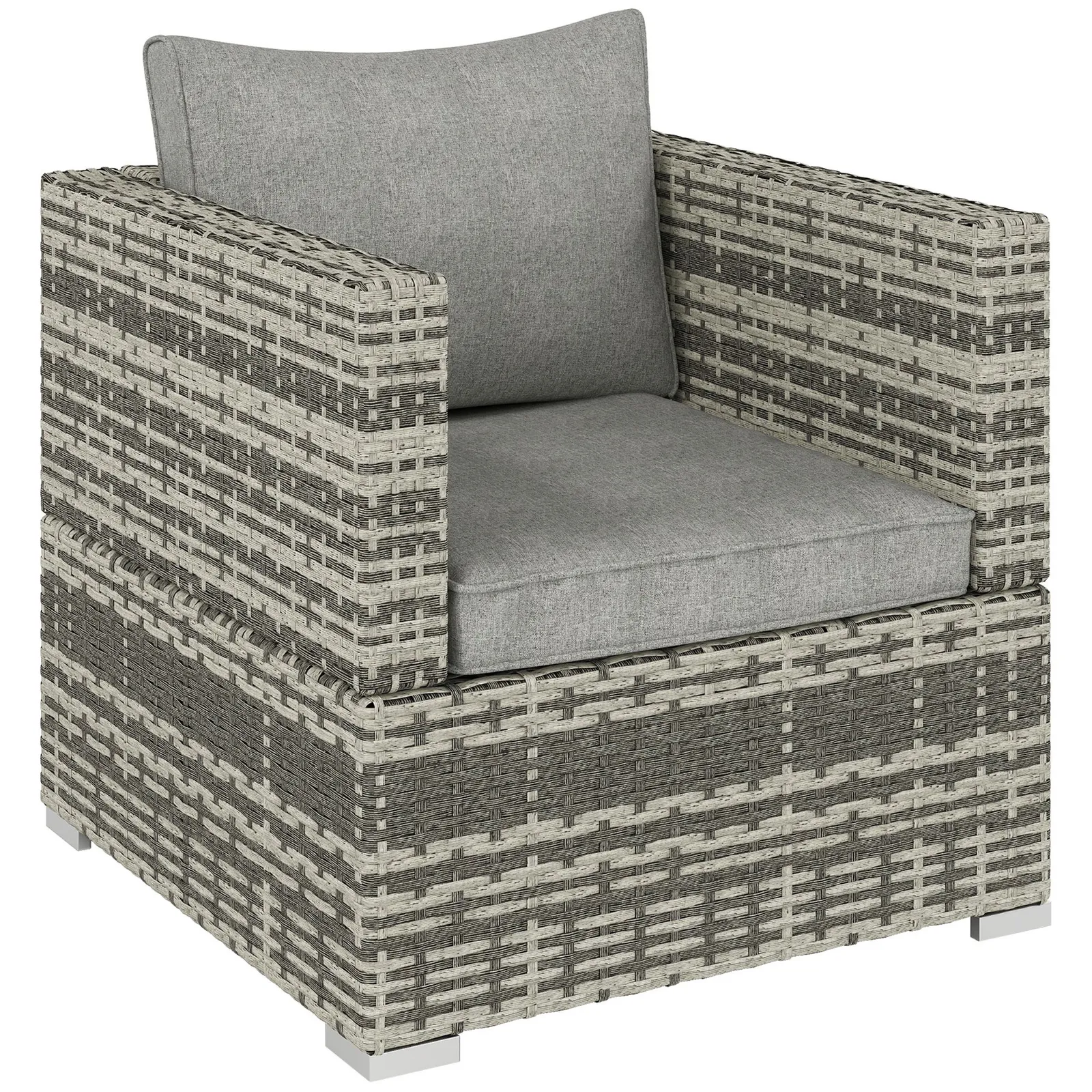 OUTSUNNY Outdoor Garden Furniture Rattan Single Middle Sofa w/ Cushions in Grey 2