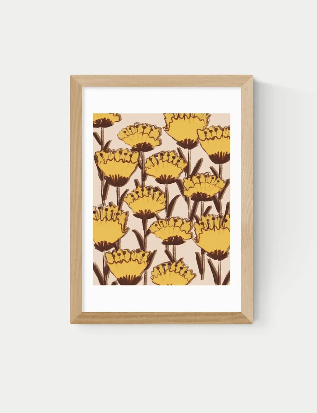 East End Prints Yellow Wildflowers Rectangle Framed Art Natural