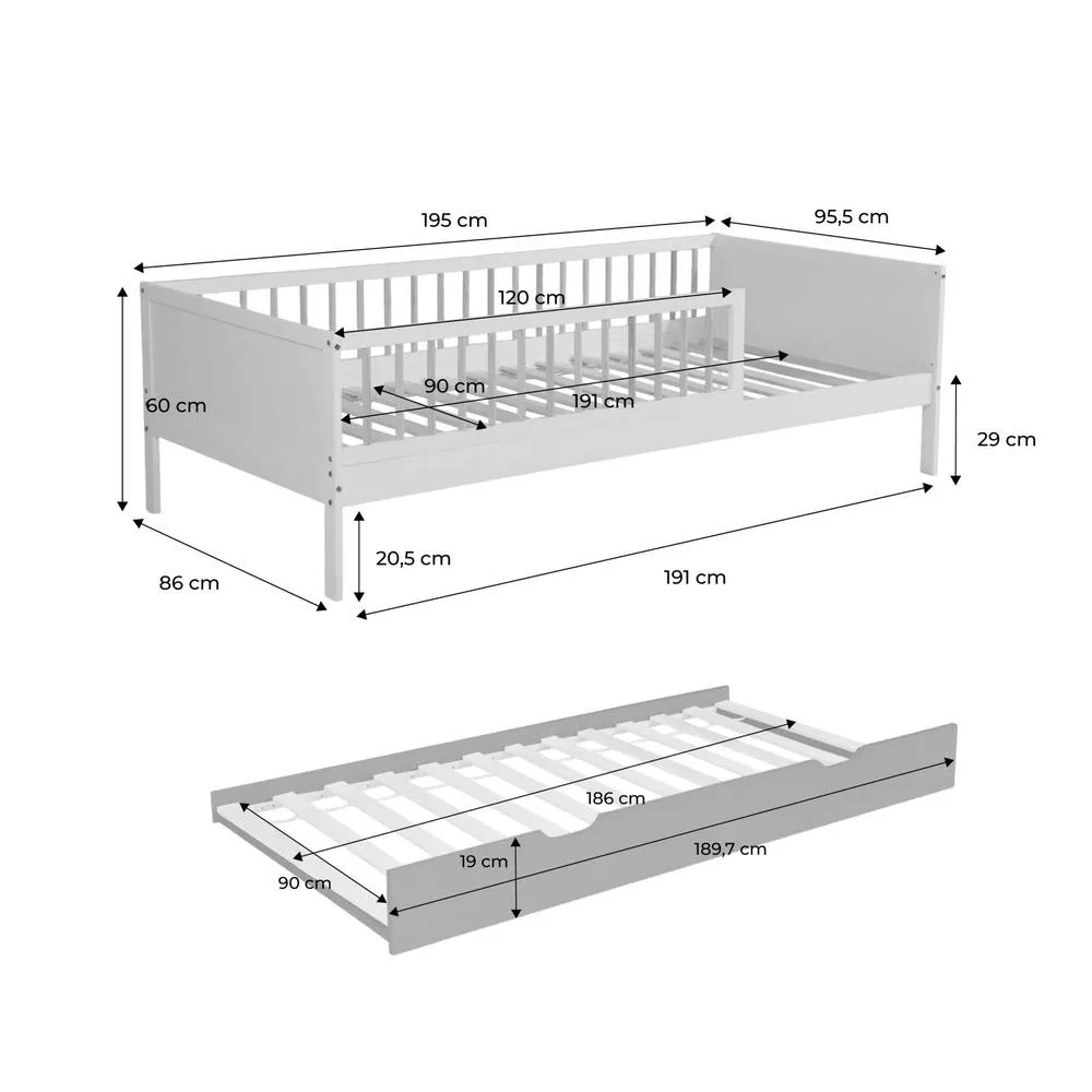 sweeek Children's bed 90 x 190 cm natural pine with slatted base & bed in Green 5