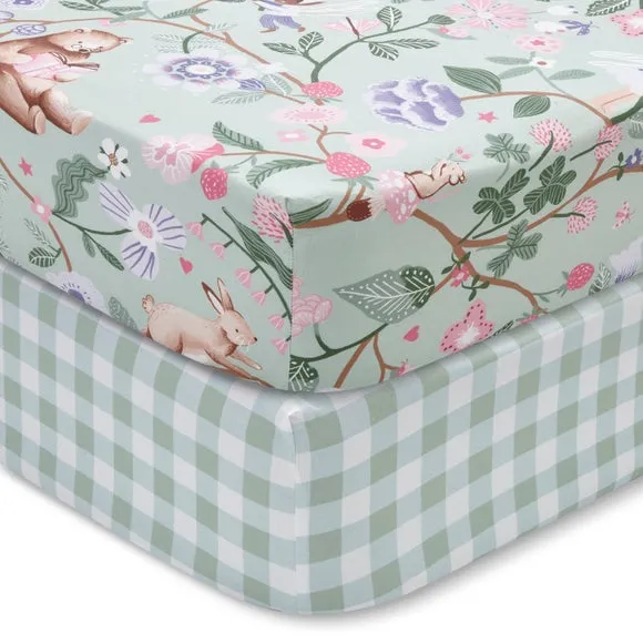 Set of 2 Whimsical Woods Cotton Fitted Bed Sheets 3