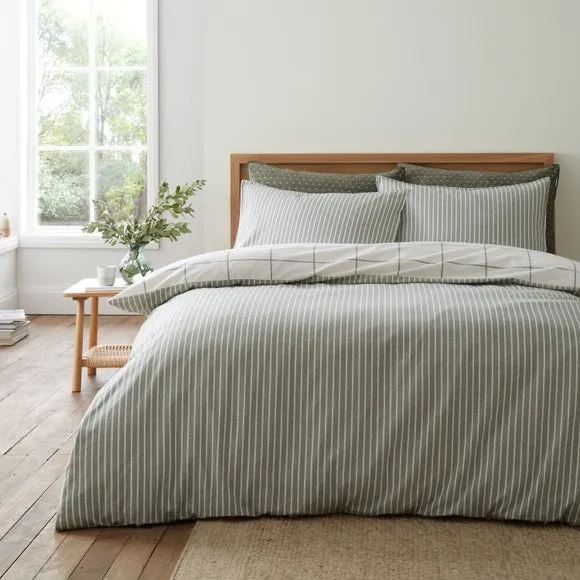 Bianca Fine Linens Regal Check 100% Brushed Cotton Duvet Cover & Pillowcase Set 2