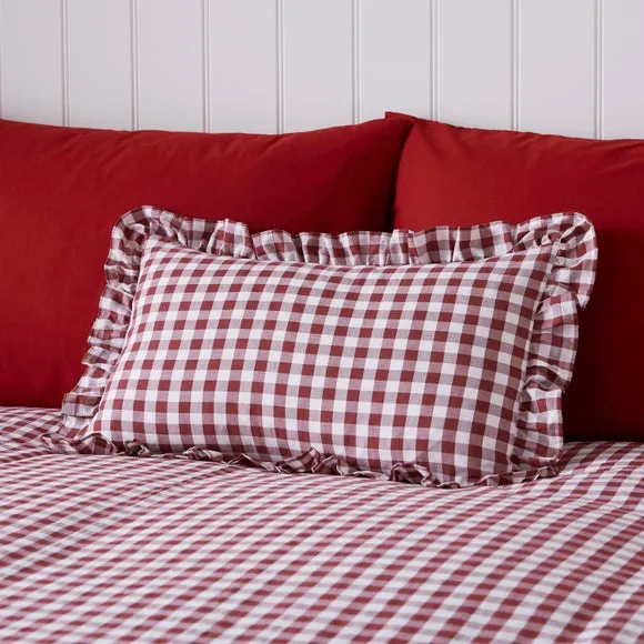 Portloe Frilled Cotton Rectangle Cushion Cover