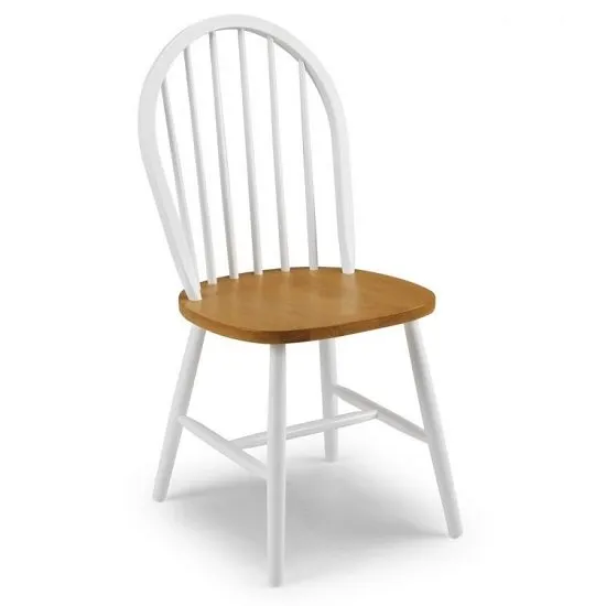 Beecher Wooden Dining Chair In White And Oak Lacquered