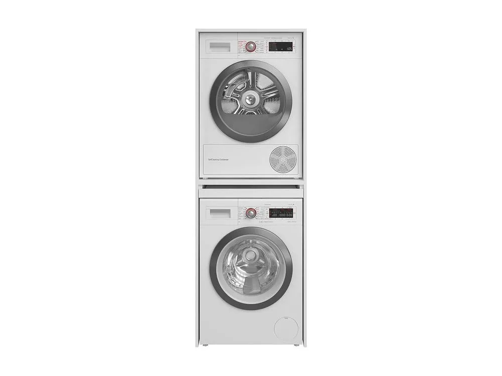 Vente-unique Washing Machine & Tumble Dryer Cabinet - White - W64 X H184 Cm - 5
