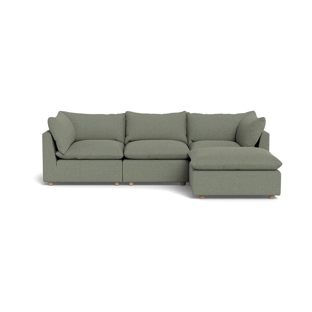 Heal's Astrid Right Hand Facing Corner Sofa Boucle Tweed Lapis Natural Beech Feet 1