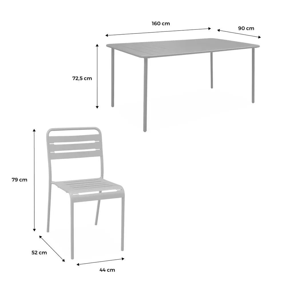 sweeek 8-seater Metal Garden Table With 8 Chairs in Dark Grey 6