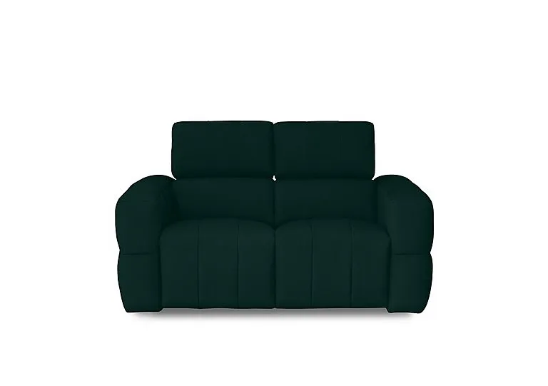 Cube Fabric 2 Seater Power Recliner Sofa with Power Headrests - Bottle Green