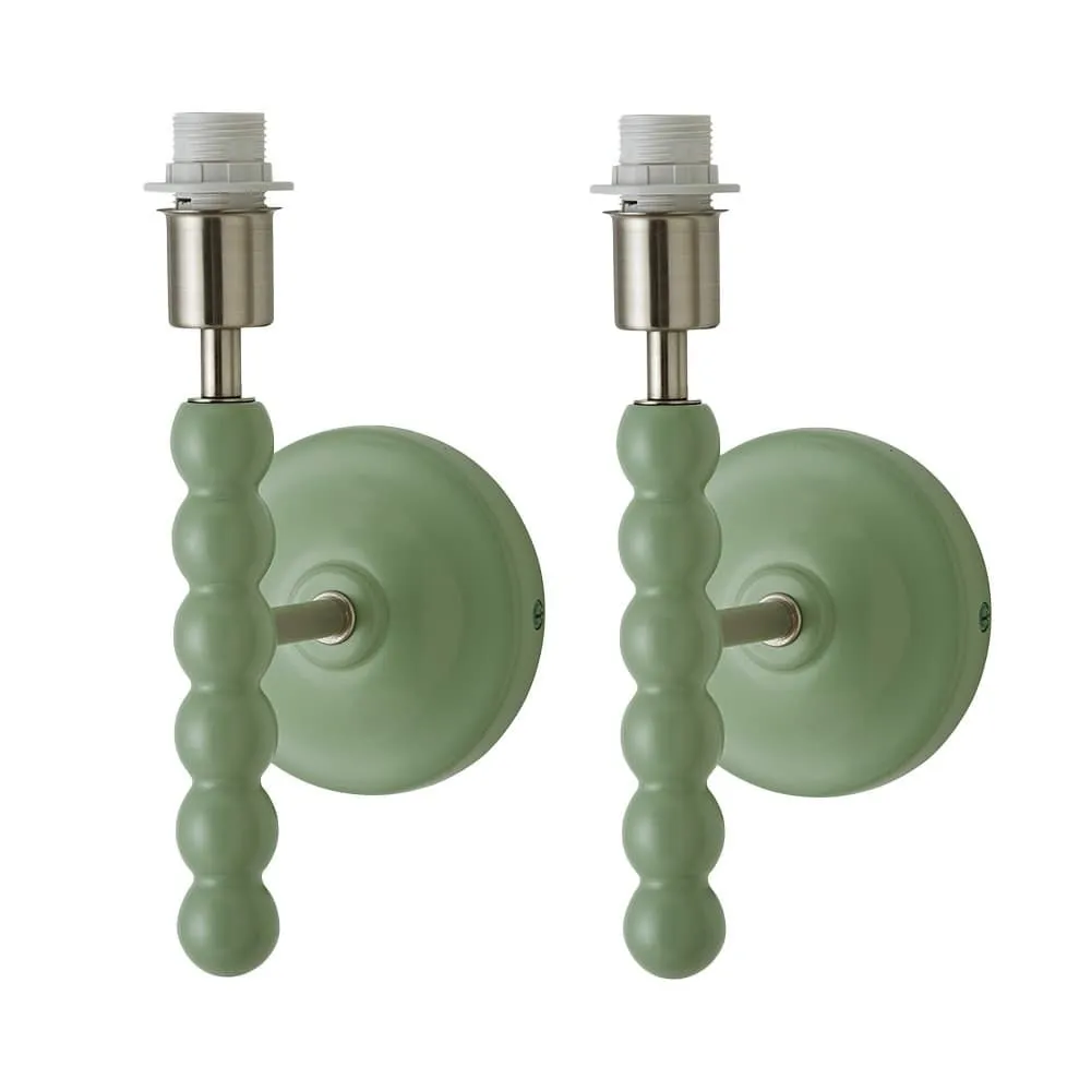 ValueLights Bobbins Pair of Pastel Bobble Style Wall Light Bases in Pale Green 1
