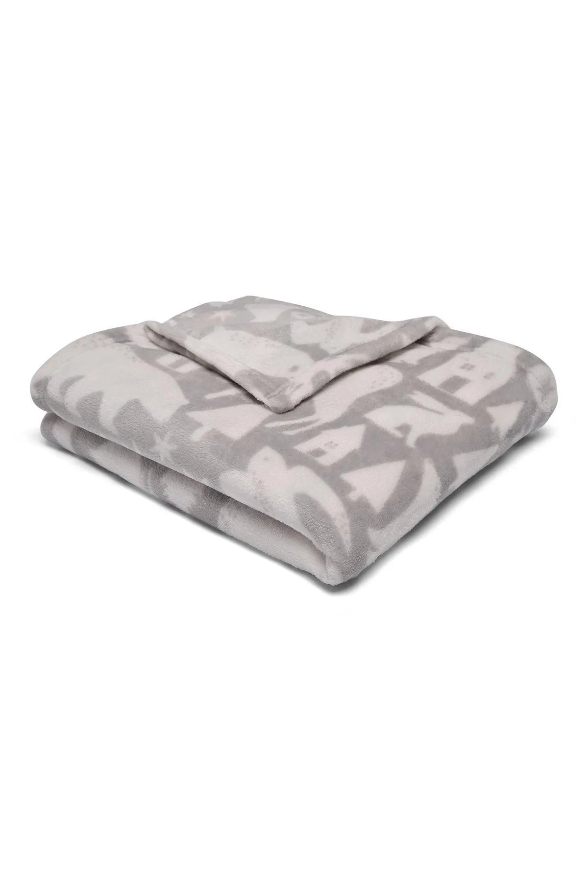 Fusion 'Scandi Animals' Plush Fleece Throw in Grey