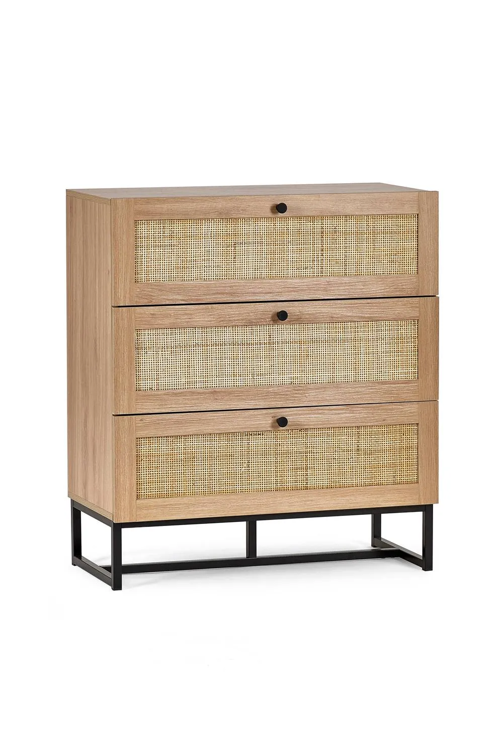 Julian Bowen Padstow Rattan 3 Drawer Chest in Light Oak 4