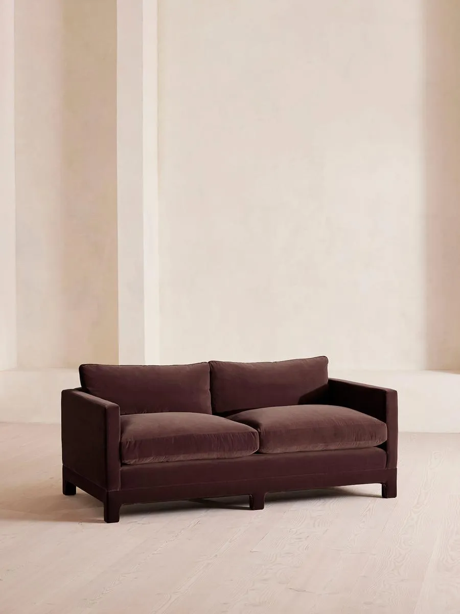 Ashford Two Seater Sofa, Velvet, Aubergine