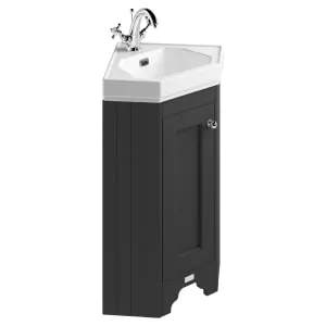 Bayswater Victrion Matt Black Corner Traditional Freestanding Vanity Unit & White Recessed Basin - 595mm
