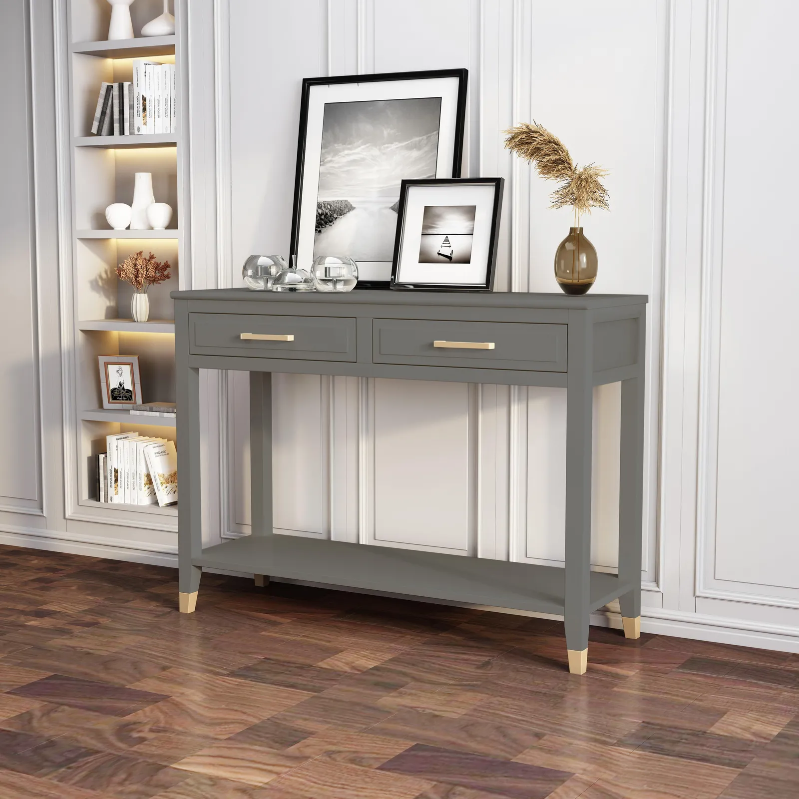 Cabinet Bits Palazzi 2 Drawer Console Table in Grey
