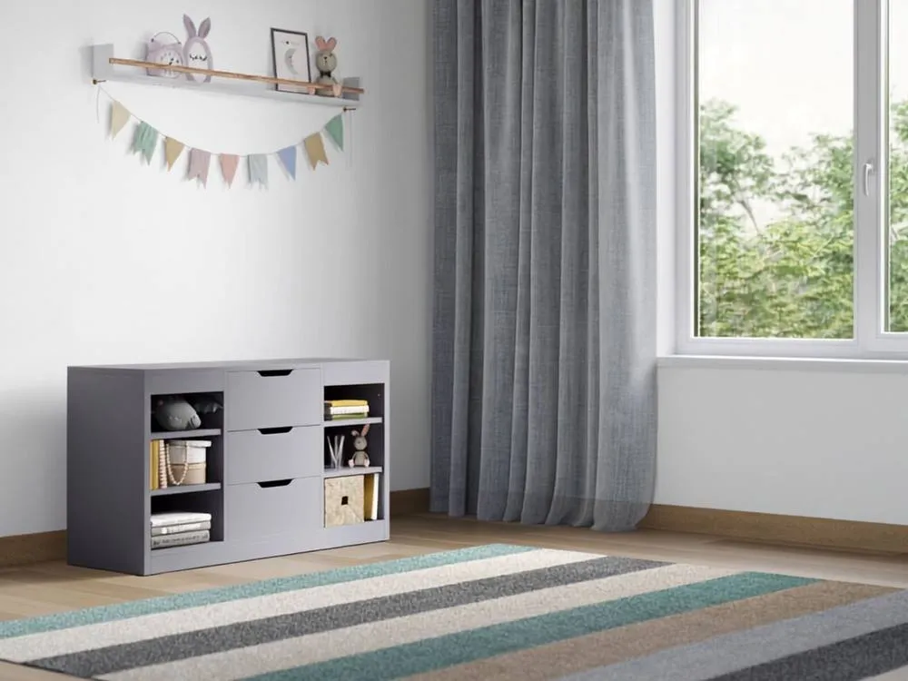 Flair Charlie Drawer Unit with Shelves & 3 Drawers in Grey 2