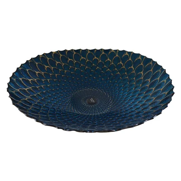 Deco Charm Teal Glass Platter 3