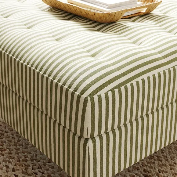 Zoe Pinstripe Fabric Square Storage Footstool 4