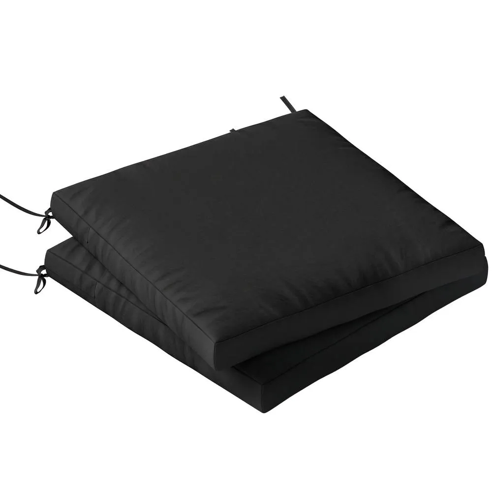 OUTSUNNY 2Pcs Garden Chair Cushions, Waterproof Seat Pads in Black 2