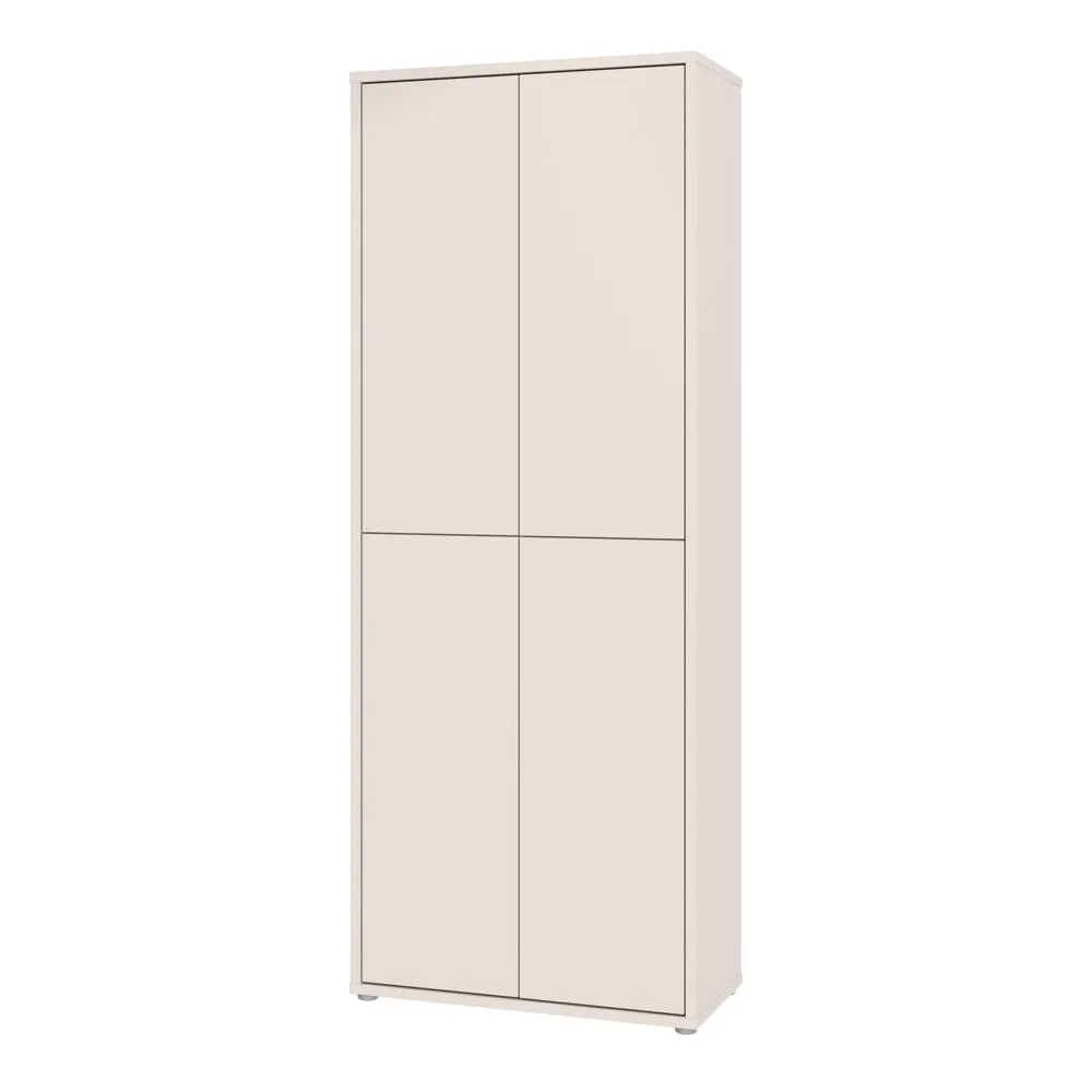 Furniture To Go Alice Springs Tall Shoe Cabinet with 4 Doors Push-to-Open in Sand in Beige 4