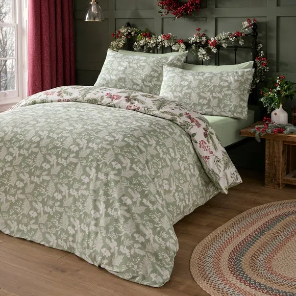 Winter Sprigs 100% Cotton Duvet Cover & Pillowcase Set 3