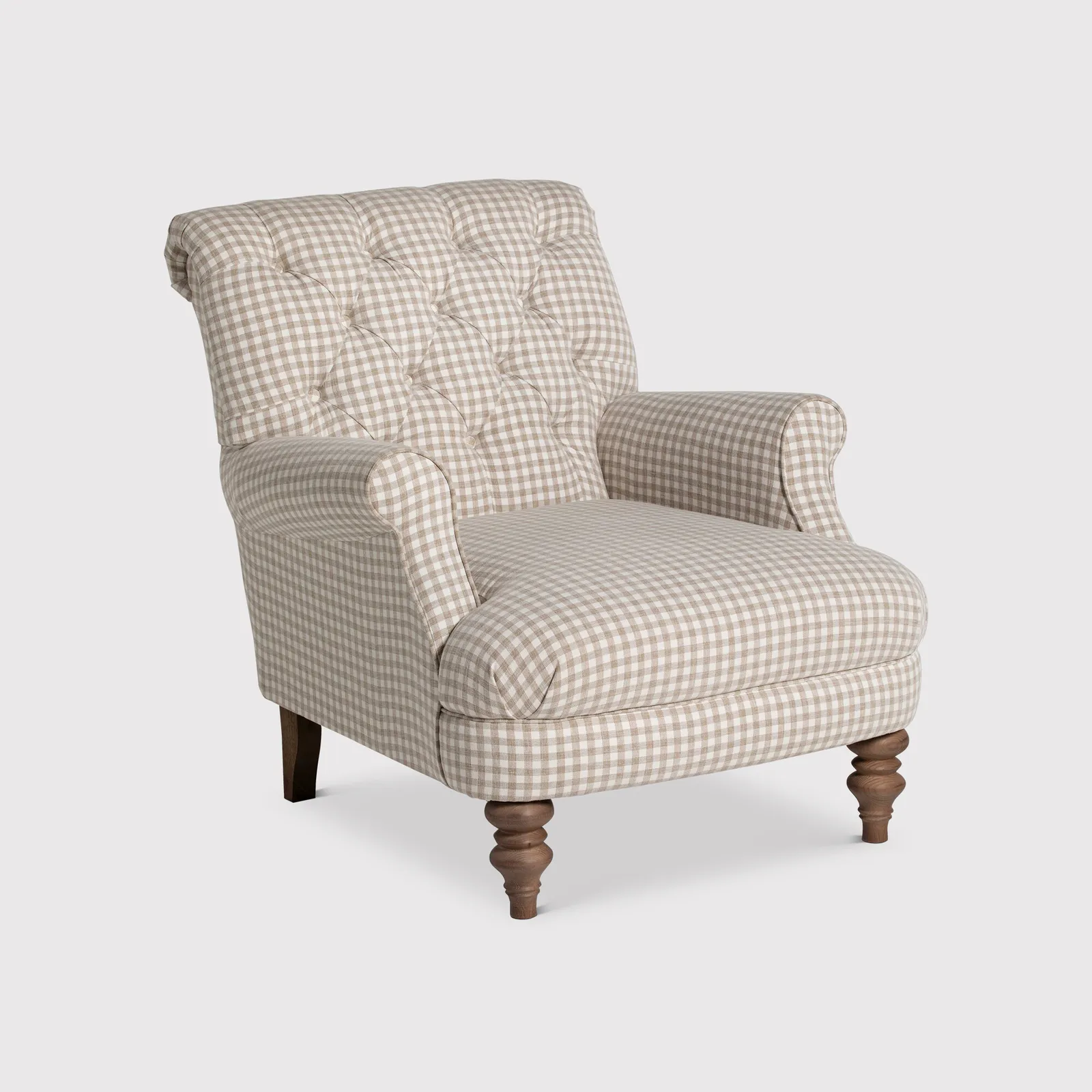 Everdeen Buttoned Accent Chair, Brown Fabric | Barker & Stonehouse
