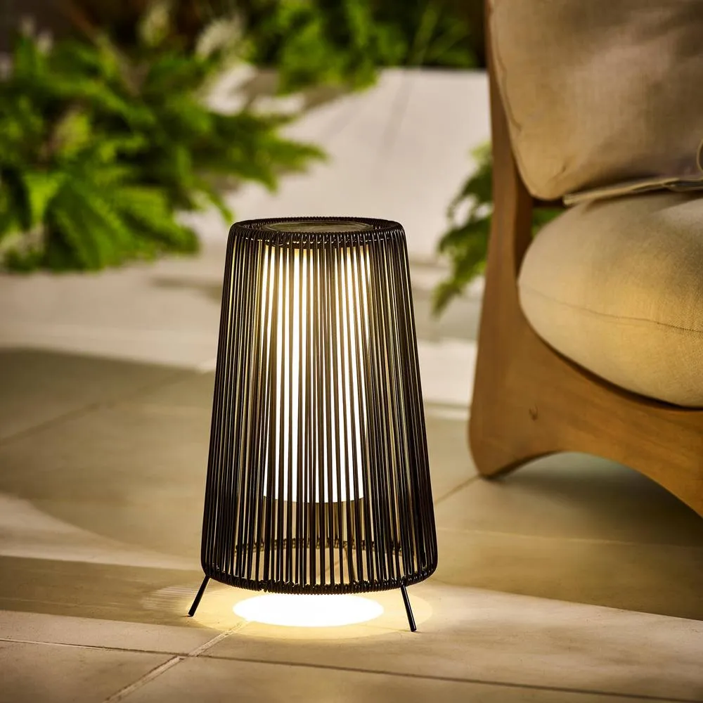 FurnitureboxUK Naples Black Rattan Solar Outdoor Lantern 4