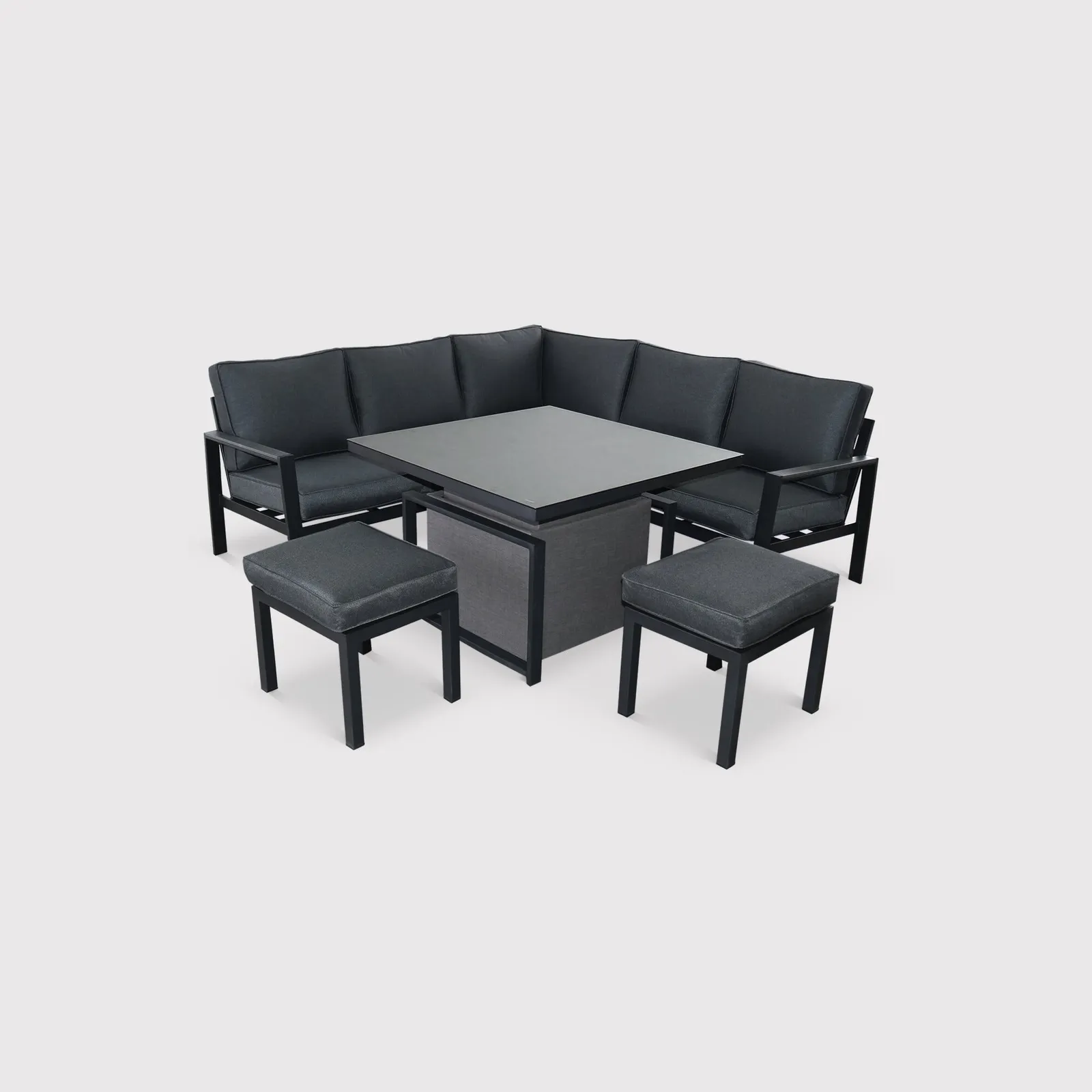 Fierza Corner Sofa Set With Rising Table, Aluminium, Grey | Barker & Stonehouse 5