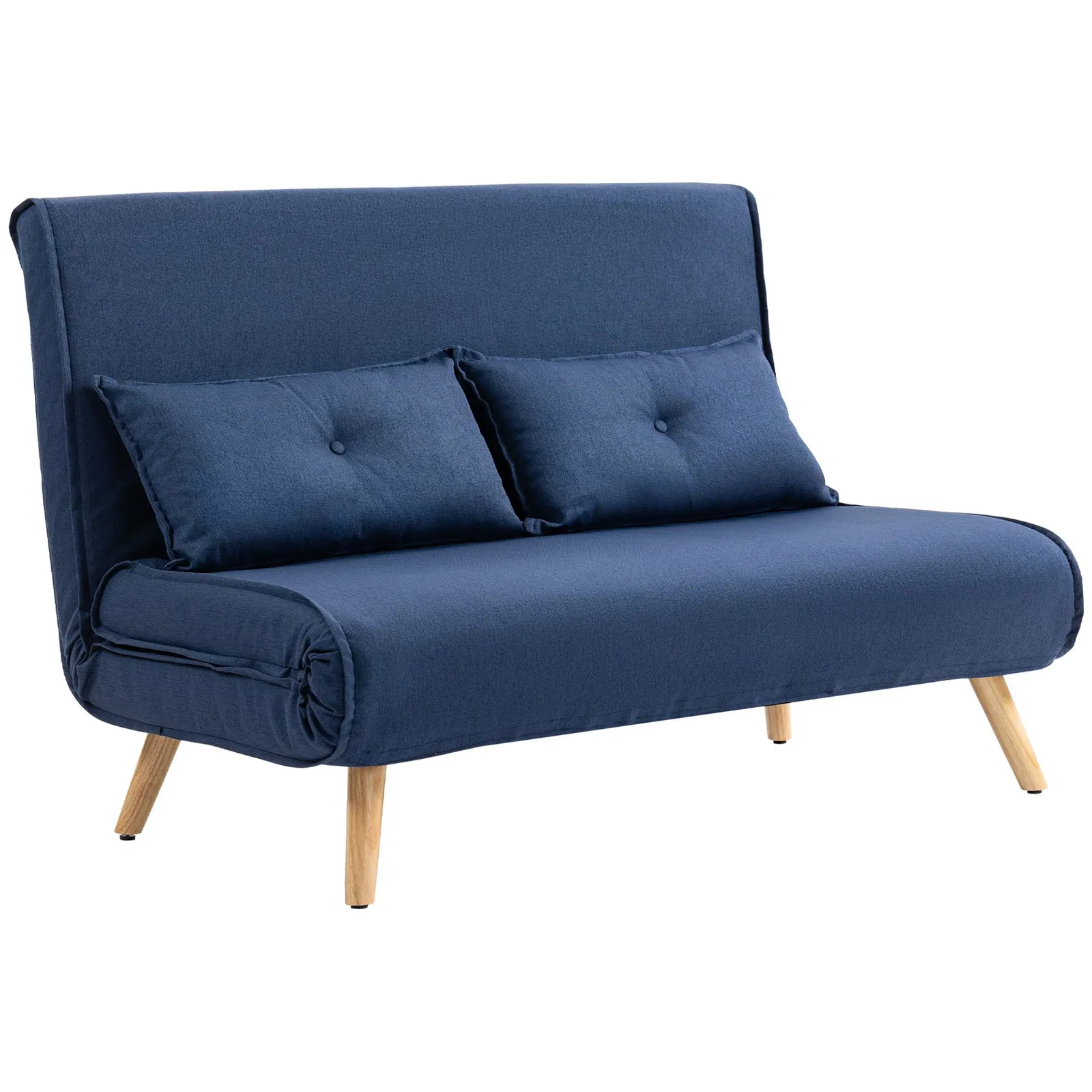 HOMCOM Click Clack Sofa Bed, 2 Seater Bed Settee for Living Room in Dark Blue 2