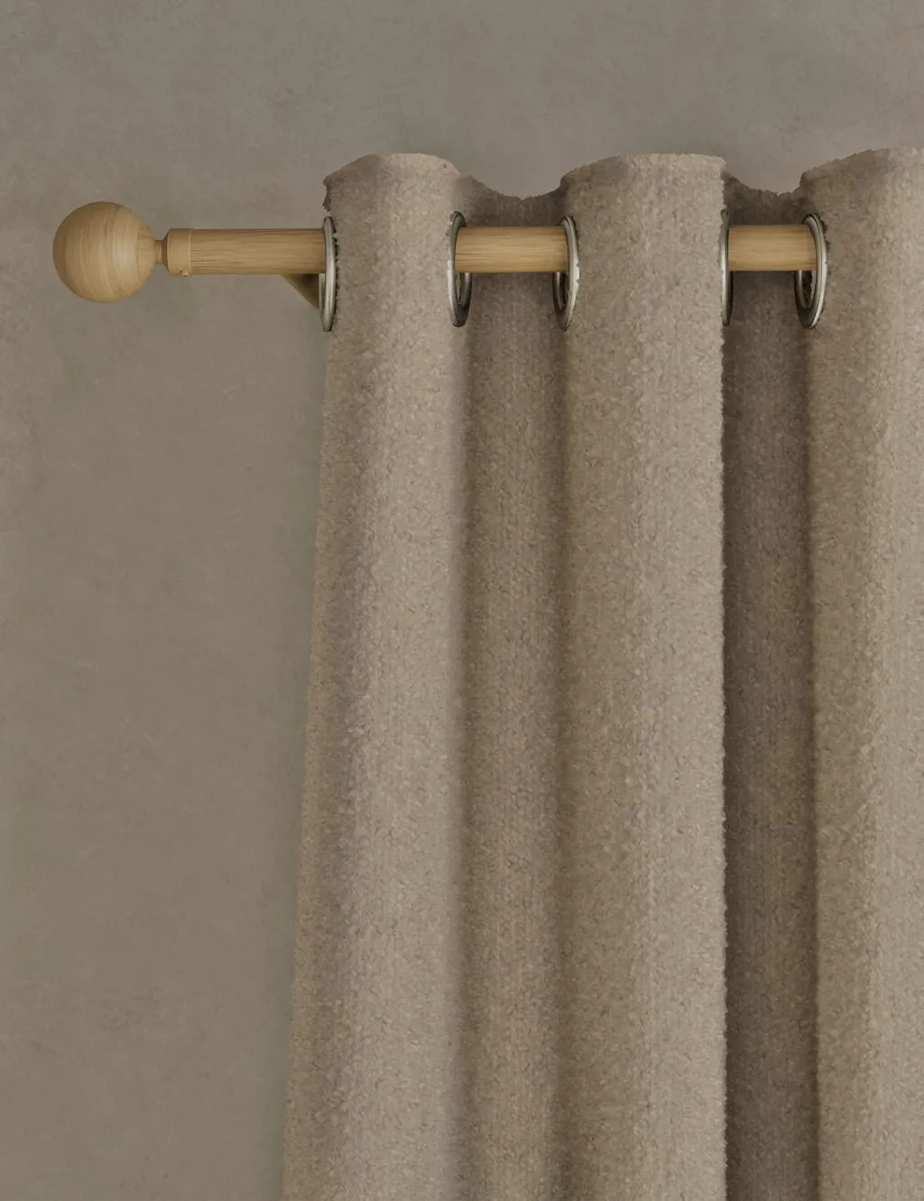 M&S Bouclé Eyelet Curtains Taupe