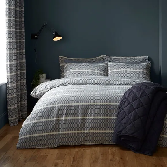 Ash Geometric 100% Cotton Duvet Cover & Pillowcase Set