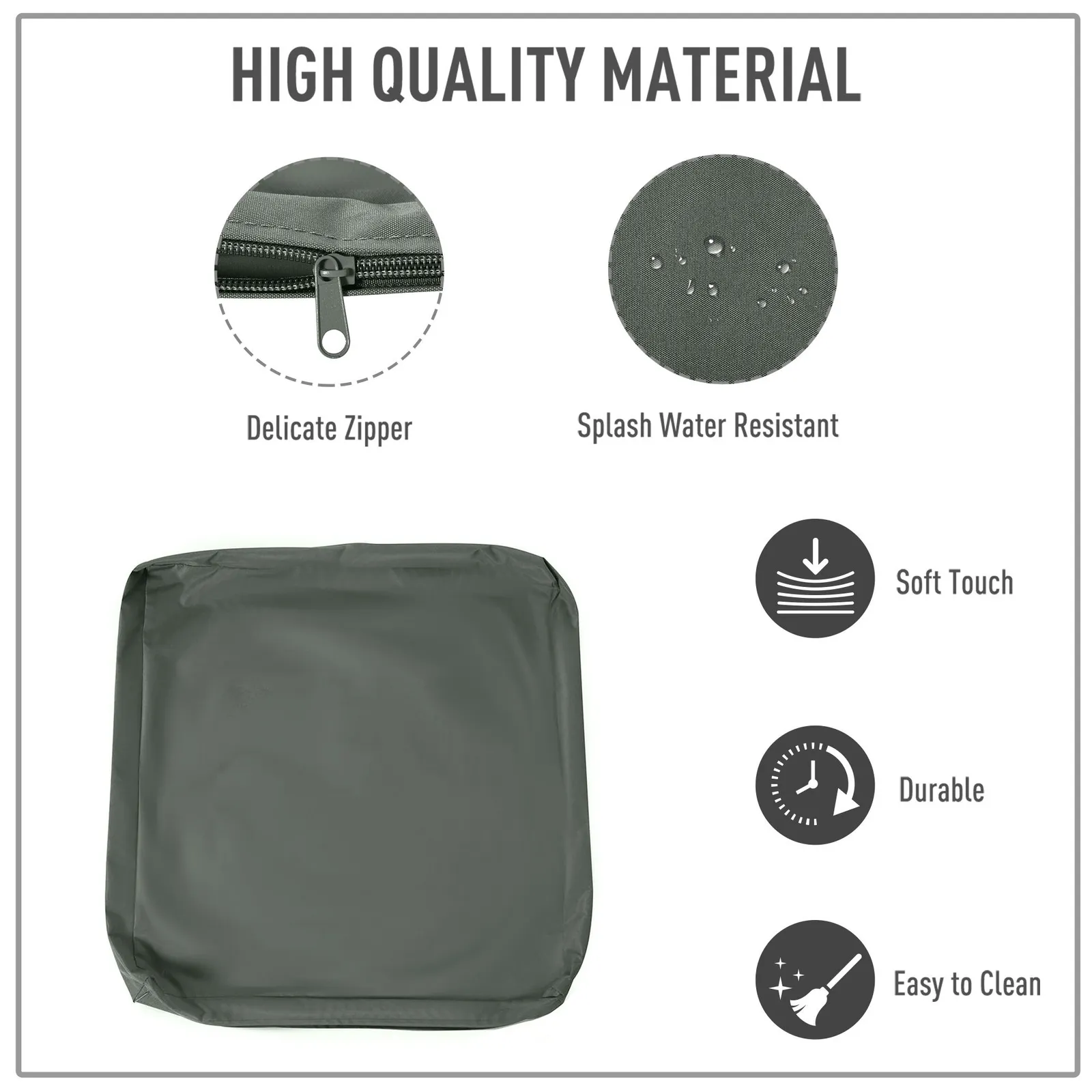 OUTSUNNY Cushion Cover Replacement Garden Rattan Patio Furniture Seat Cover in Dark Grey 6