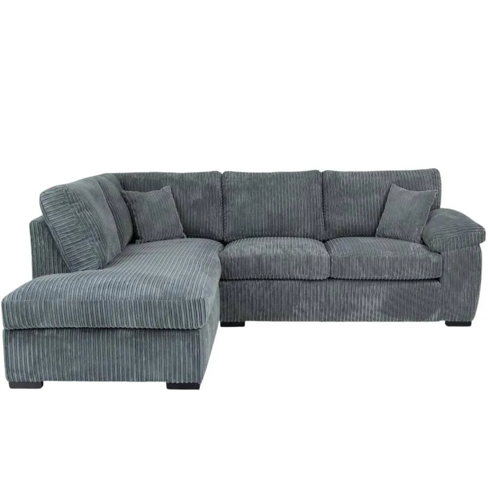 Bliss Furniture Jumbo Cord L Shape 4 Seater Left Hand Corner Sofa in Grey Colour