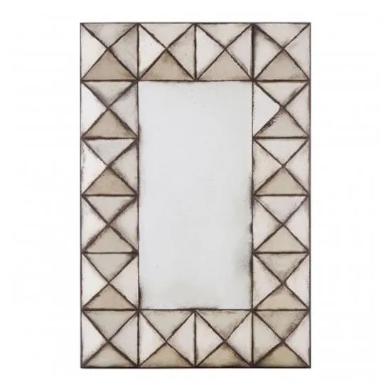 Raze Rectangular Pyramid Wall Mirror In Antique Silver Frame