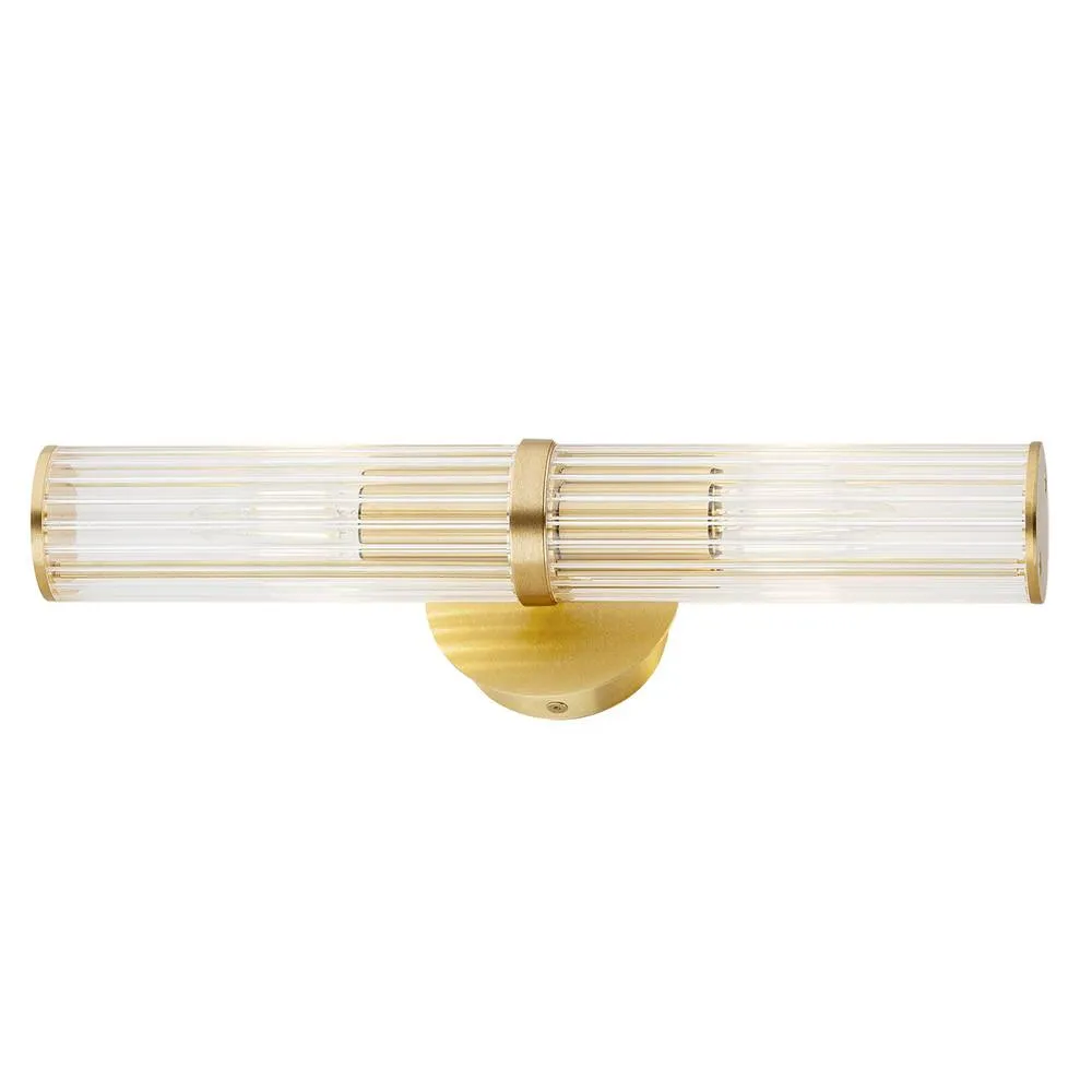 Netlighting Hampton Up & Down Wall Lamp Transparent (Fluted) Brushed Brass in Yellow 4