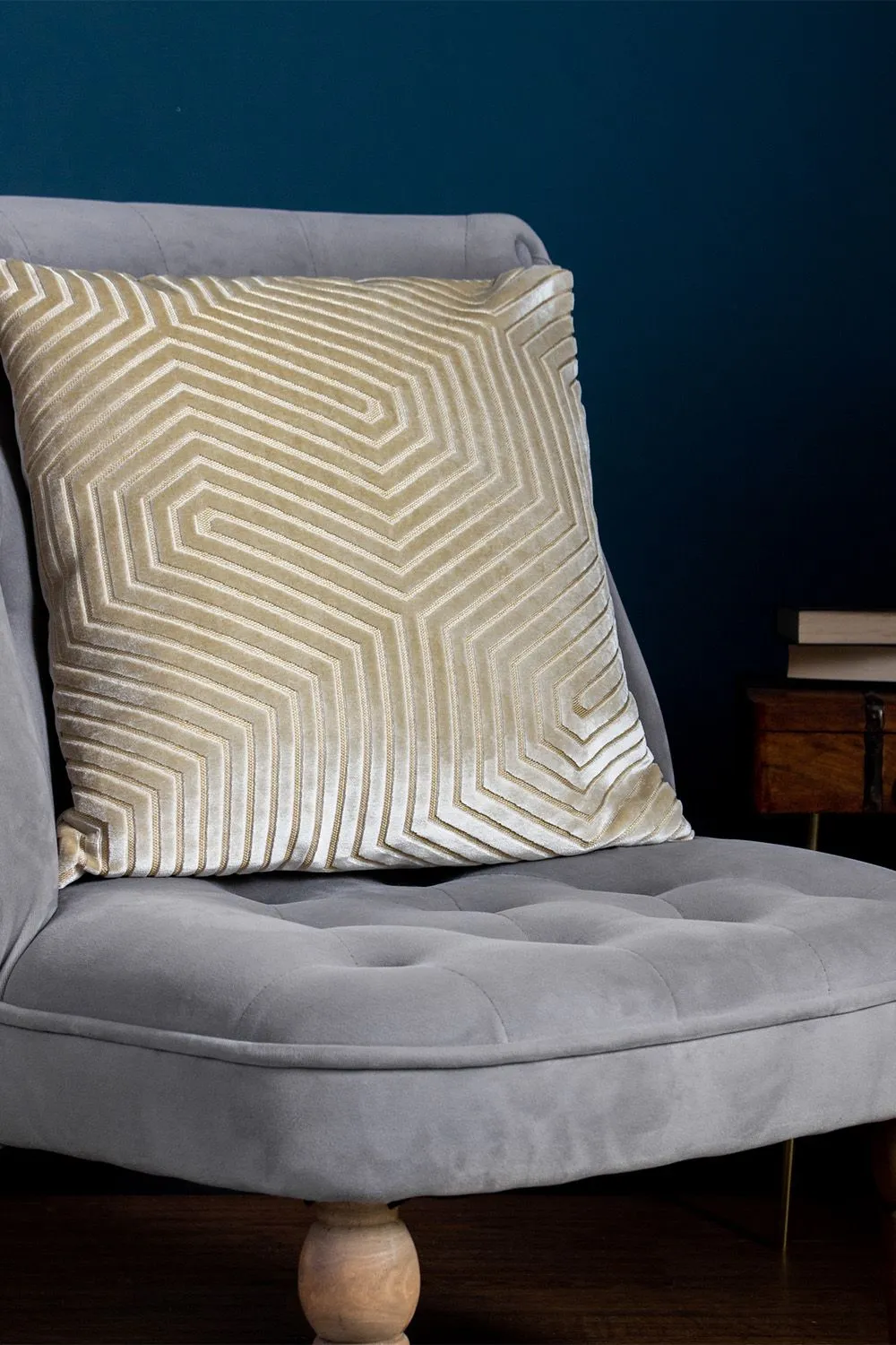 Paoletti Evoke Cut Velvet Cushion in Ivory 1