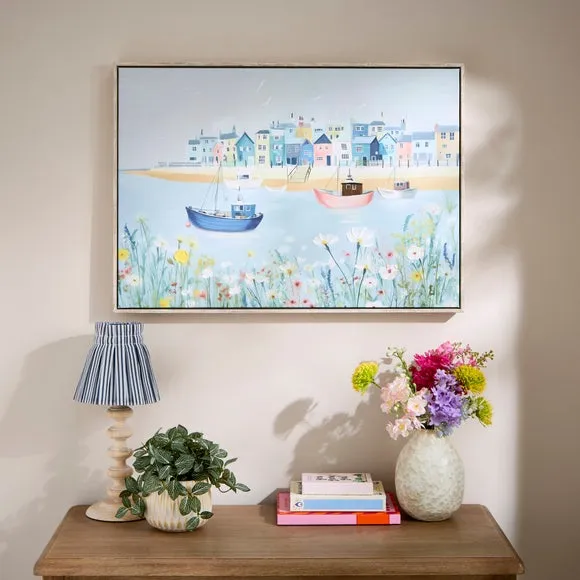 Seaside Beach Hut Framed Canvas