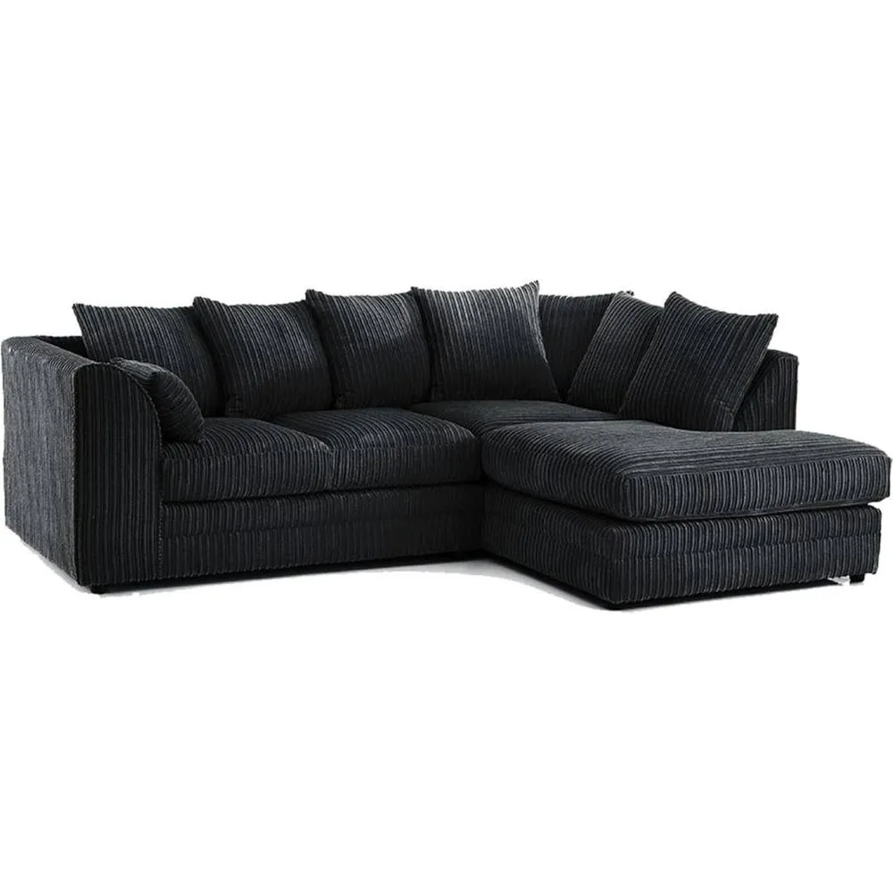 Bliss Furniture Jumbo Cord 4-Seater Right Hand Corner Sofa in Black Colour