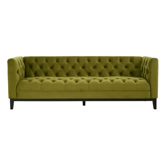 Okab Viola Moss Fabric 3 Seater Sofa In Green