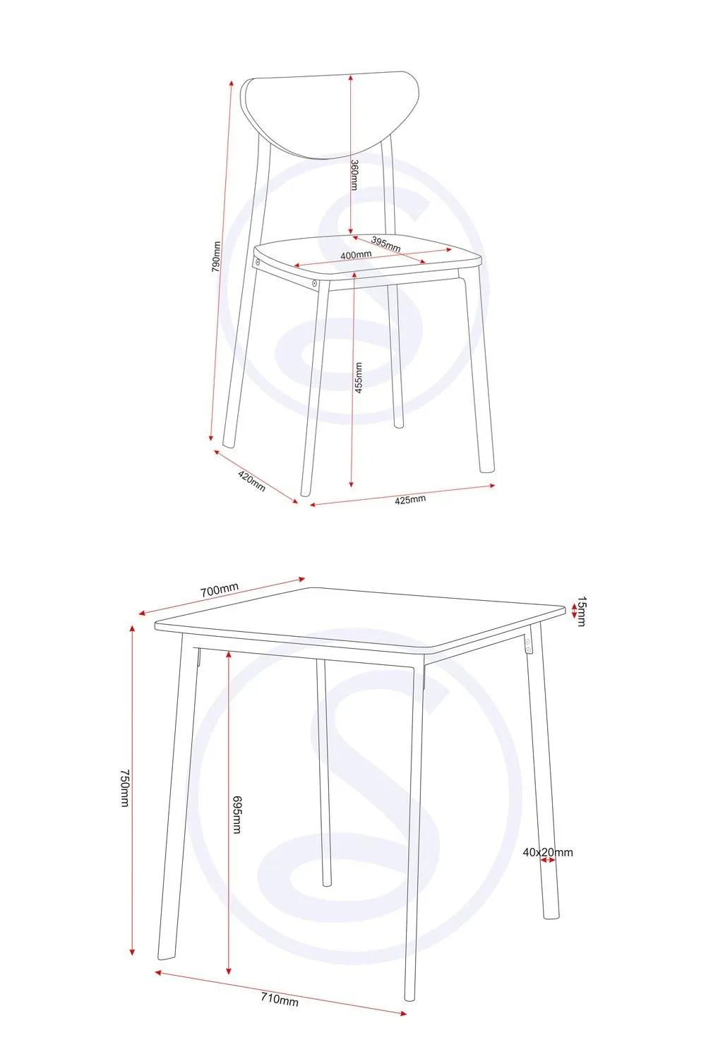 Seconique Riley Small Dining Set in White 6